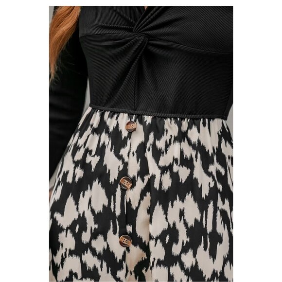 NWT Cupshe Women’s Leopard Print Long Sleeve Maxi Dress Size small - Picture 3 of 13